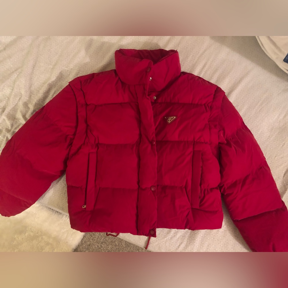 - PRADA cherry puffer crop